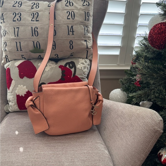 Henri Bendel Windsor Cross Body Purse Muted Clay Leather Knot Bow Side Med - Picture 2 of 14